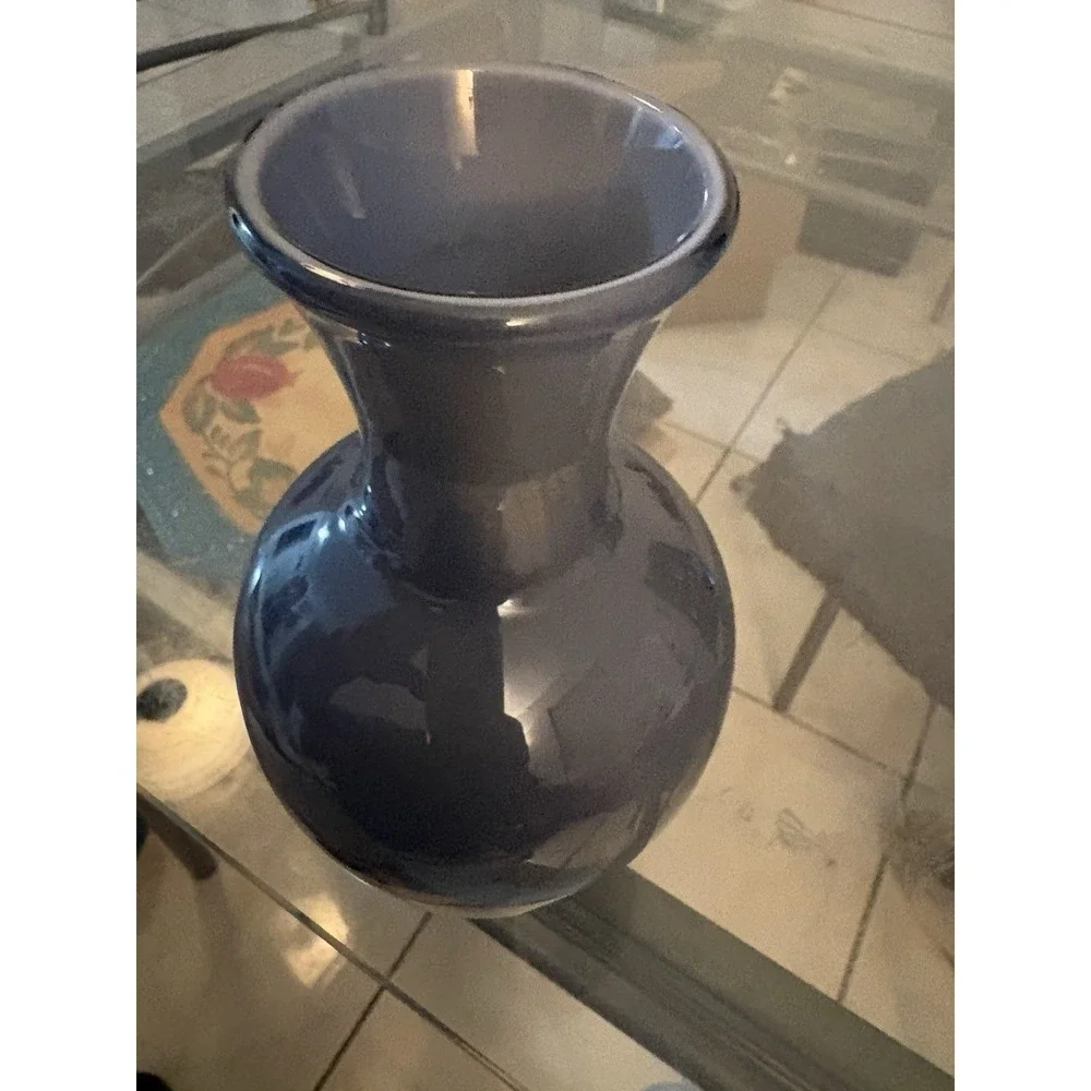 VTG Laslo For Mikasa Japan Cobalt Blue Gray Glass Vase Flared Rim 8